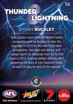 2016 Select Footy Stars - Thunder & Lightning #TL6 Dylan Buckley Back